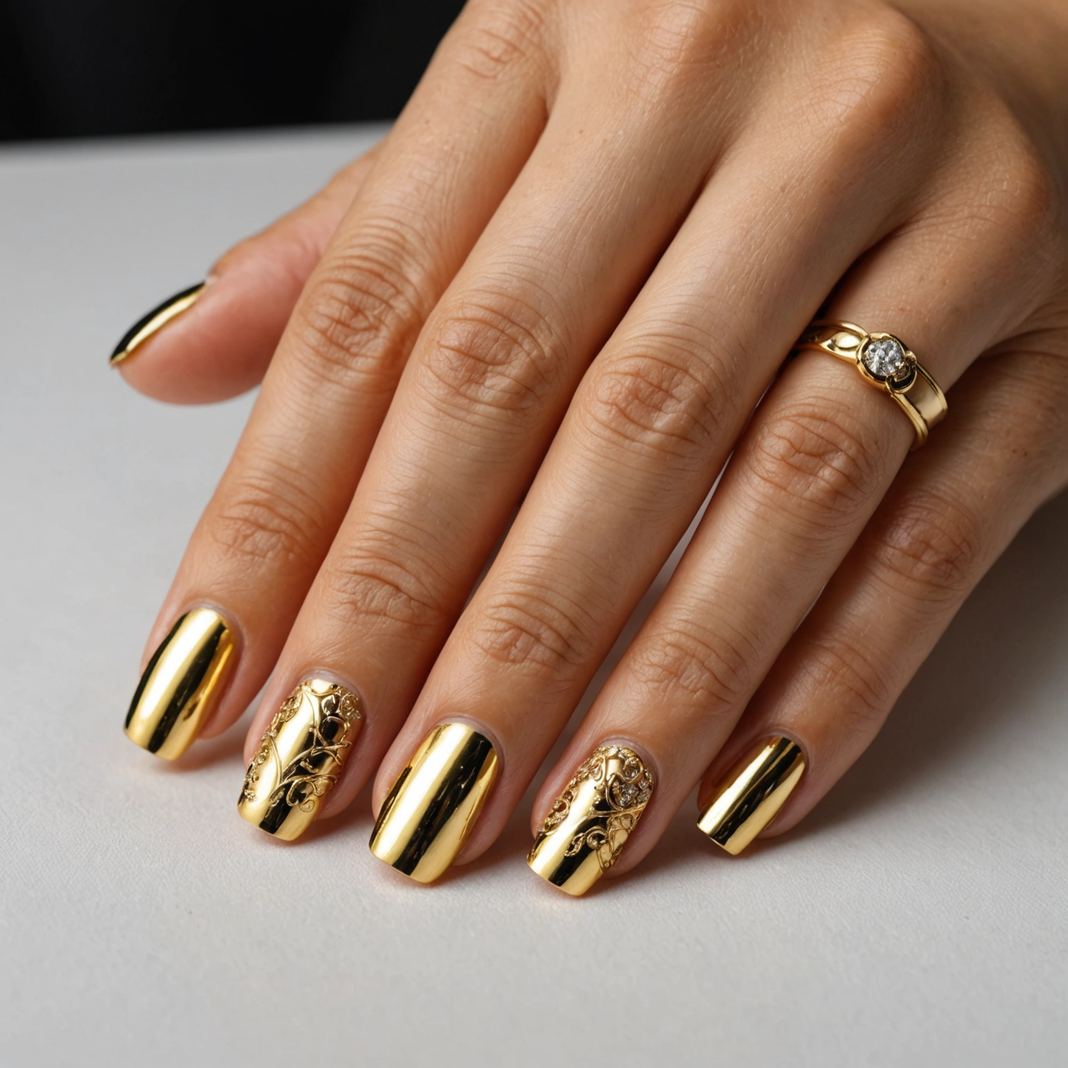 Золотой френч: маникюр 2025 – воплощение элегантности и трендов