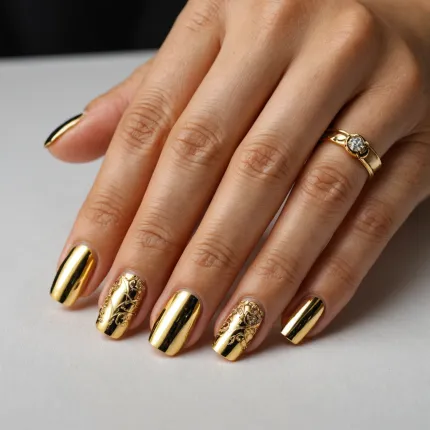 Золотой френч: маникюр 2025 – воплощение элегантности и трендов